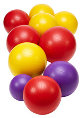Isolated Group of Colorful Exercise Balls for Fitness Gym and Wellness