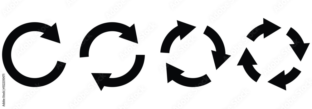 Poster circle arrow icon set. refresh and reload icon set. circle arrow vector, icon set. set of black arro