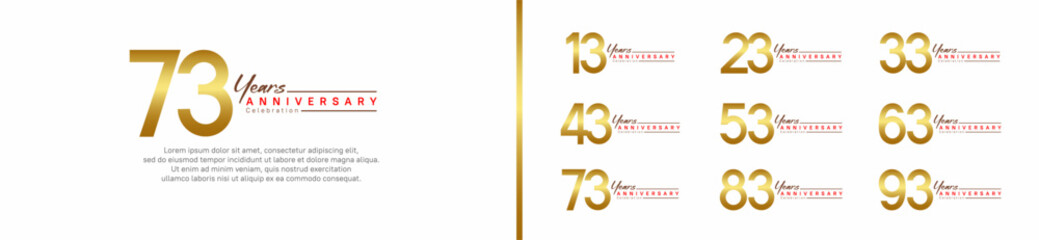 set of anniversary logo style with handwriting. vector design golden color for celebration