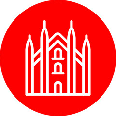 Milan Cathedral Vector Line White Circle Red
