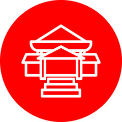 Fiji Parliament House Vector Line White Circle Red