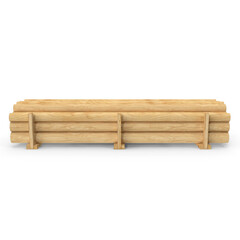 Stack of Wooden Logs on Pallet Rack Isolated on Transparent Background
