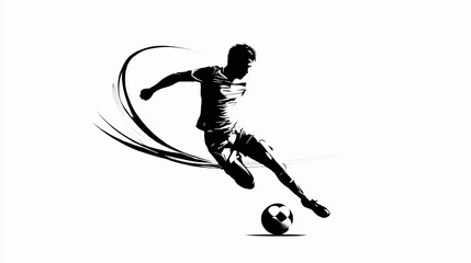 black logo about just a footballer kicking a ball on a white background