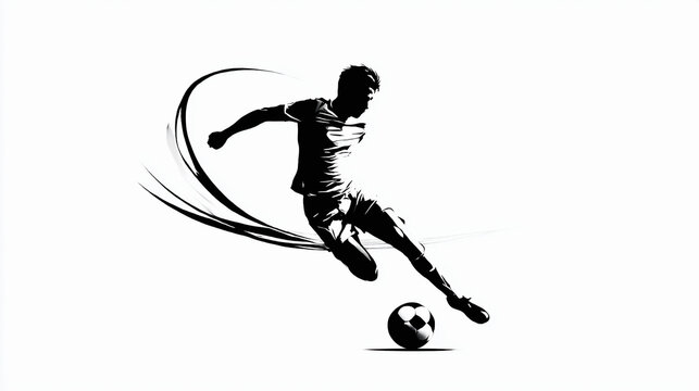 black logo about just a footballer kicking a ball on a white background
