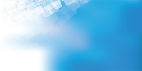 A soft abstract vector background with overlapping, translucent rounded squares in blue and bright white light on blue backdrop. Creates a calm, ethereal texture with a sense of depth and serenity.