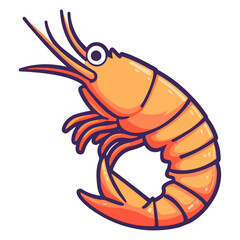 Obraz premium shrimp, underwater animal, vector, transparent background, animal, seafood, food, nature, icon, crustacean, cute, marine, shell, prawn