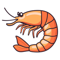 shrimp, underwater animal, vector, transparent background, animal, seafood, food, nature, icon, crustacean, cute, marine, shell, prawn