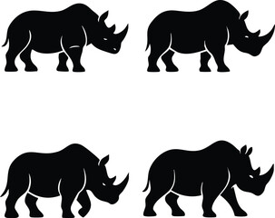 Obraz premium Hippo silhouette set Art & vector Illustration