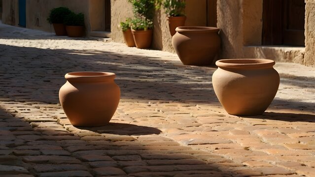 clay pots in the garden