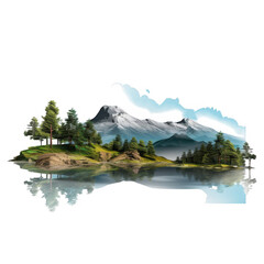 Lake reflection of mountains and trees