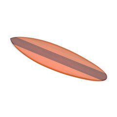 Wooden Surfboard with Central Dark Stripe Isolated on Transparent Background