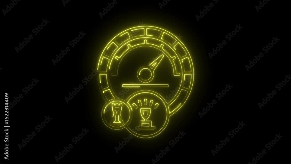 Aufkleber neon style game performance ui speedometer with trophy and chess piece icons