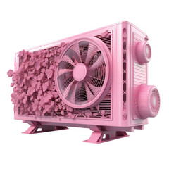 Pink air conditioner with plant details