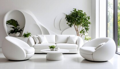 Modern Minimalist White Living Room Interior Design