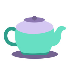 A minimalist teal teapot illustration, representing Islamic tea culture and tradition, ideal for spiritual and festive occasions with a clean, simple design.

