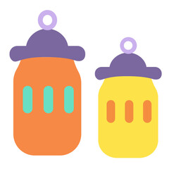 A minimalist orange lantern illustration, symbolizing Ramadan and festive decoration with a simple design that represents spiritual light and celebration.

