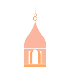 Modern Islamic mosque with a pointed dome in pink tones. Perfect for Ramadan cards, Islamic educational materials, or religious celebration graphics.
