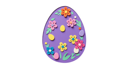 Isolated Illustration of Purple Easter Egg with Colorful Flower Decoration