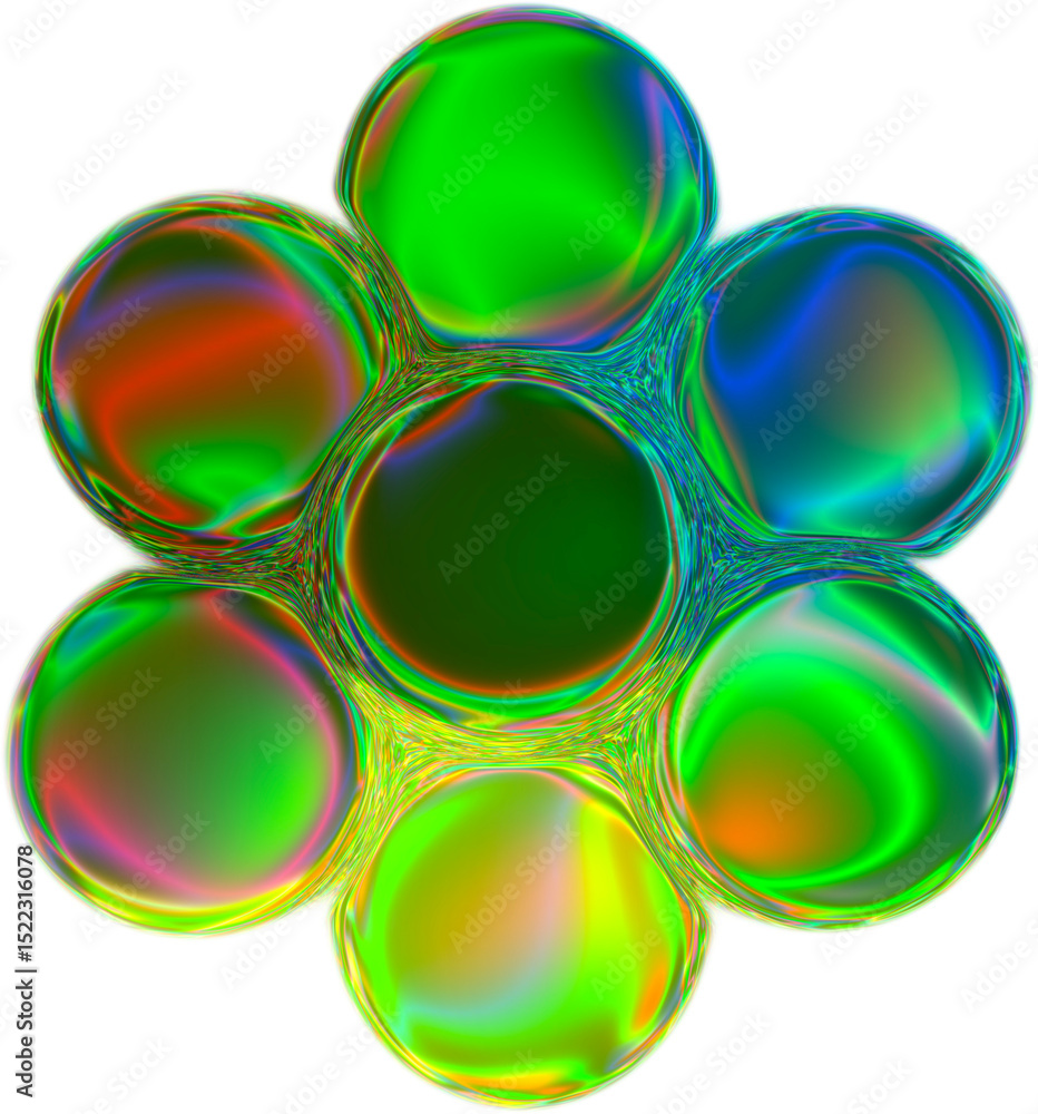 Poster these mesmerizing spherical compositions display a captivating array of iridescent colors, shimmerin