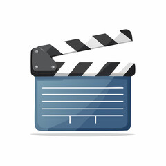 A vector illustration of a classic film clapperboard isolated on a white background, depicting the filmmaking and cinema industry