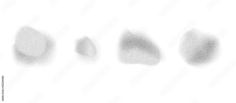 Aufkleber abstract gritty dots spots set. circular dynamic stippling grunge figures isolated on transparent ba