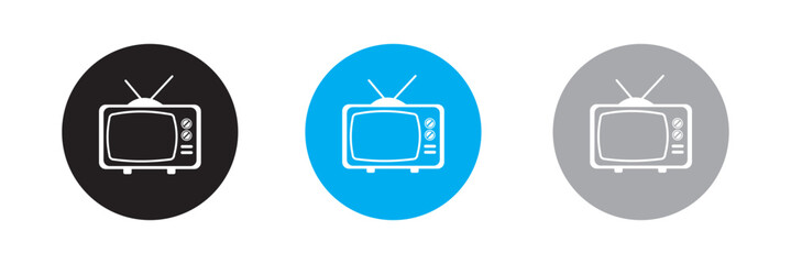 Television icon in thin line and Flat Design.