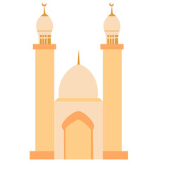 mosque, islamic, architecture, orange, turrets, minimal, design, building, culture, spiritual, sacred, religion, symbol, eastern, decoration, structure