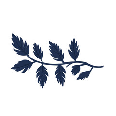 A minimalist illustration of a plant branch with leaves, symbolizing nature and growth, perfect for decorative purposes in a simple, organic design.

