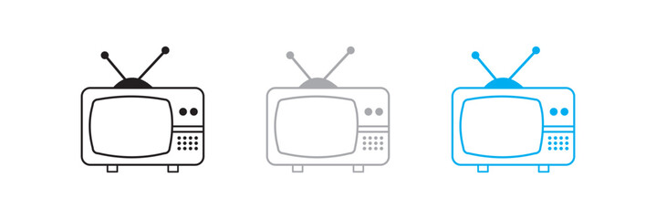 retro tv outline vector illustration, line art