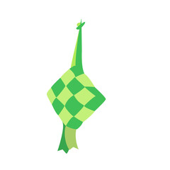 A minimalist green ketupat illustration, a traditional symbol of Ramadan and festive holiday celebrations, designed with simple geometric patterns.