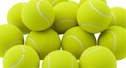 Isolated Illustration of Tennis Balls Sports Equipment Pile On Transparent