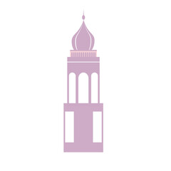 A purple minaret with a crescent, representing Islamic architecture. Simple, minimal design, ideal for religious, cultural, and spiritual-themed projects.

