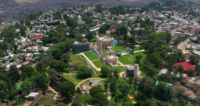 Aerial View Of Fasil Ghebbi Fortress In Gondar, Amhara Region, Ethiopia.