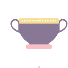 A purple cup with a minimalist design, perfect for tea or coffee-related illustrations. Simple and elegant, ideal for kitchenware and cozy-themed projects.