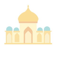 A yellow mosque with a dome and crescent moon, symbolizing Islamic architecture. Ideal for spiritual and cultural-themed projects with a minimalistic design.


