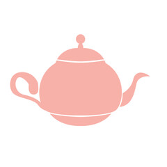 A pink teapot with a minimalist design, ideal for tea-related illustrations and kitchen-themed projects. Simple and elegant, perfect for decorative use.

