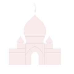 A soft pink silhouette of a mosque with a dome, ideal for religious or cultural-themed designs. Minimalist and spiritual representation of Islamic architecture.