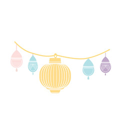 A string of colorful lanterns, perfect for Ramadan or festive celebrations. Minimalist design ideal for holiday-themed decorations and cultural projects.