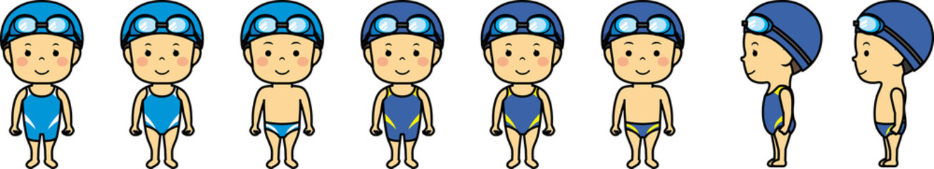 競泳水着の男女の子供