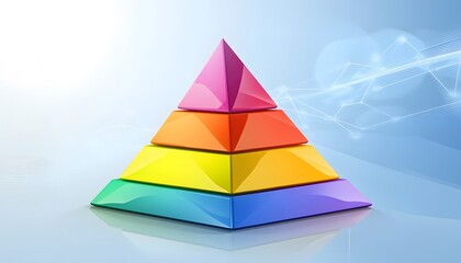 Colorful pyramid graphic design with layers.