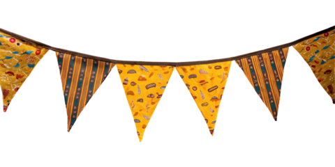 Bunting flags banner for birthday or party decoration on transparent background


