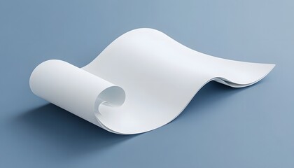 Abstract white paper curl on a muted blue background.