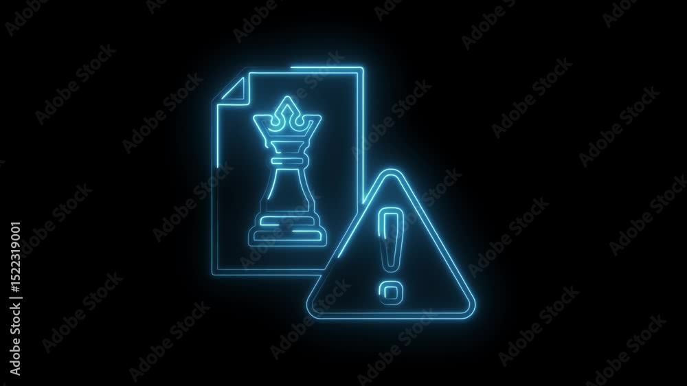 Poster neon style design depicting strategy failure error on a black background animation