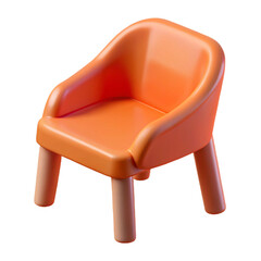 Photorealistic 3D Render of a Modern Orange Plastic Chair