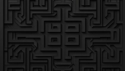 Intricate black geometric pattern with maze-like design.