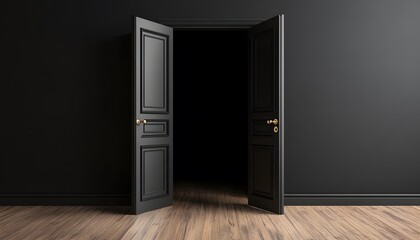 Open black door revealing dark interior.