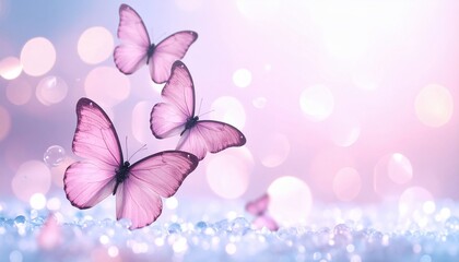 Pink Butterflies in a Dreamlike Setting