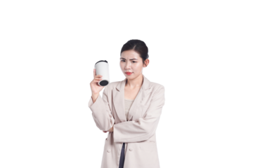 Asian young businesswoman portrait on white background
