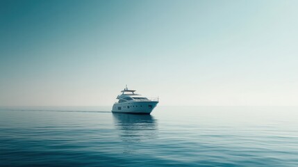 Fototapeta premium Luxurious yacht gliding through calm waters during a vibrant sunset in a serene coastal setting