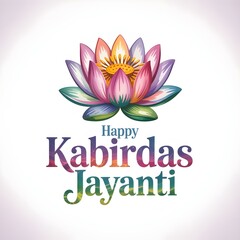 Happy Kabirdas Jayanti Logo with Watercolor Lotus and Futuristic Typography

